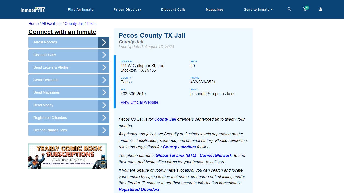 Pecos County TX Jail - Inmate Locator