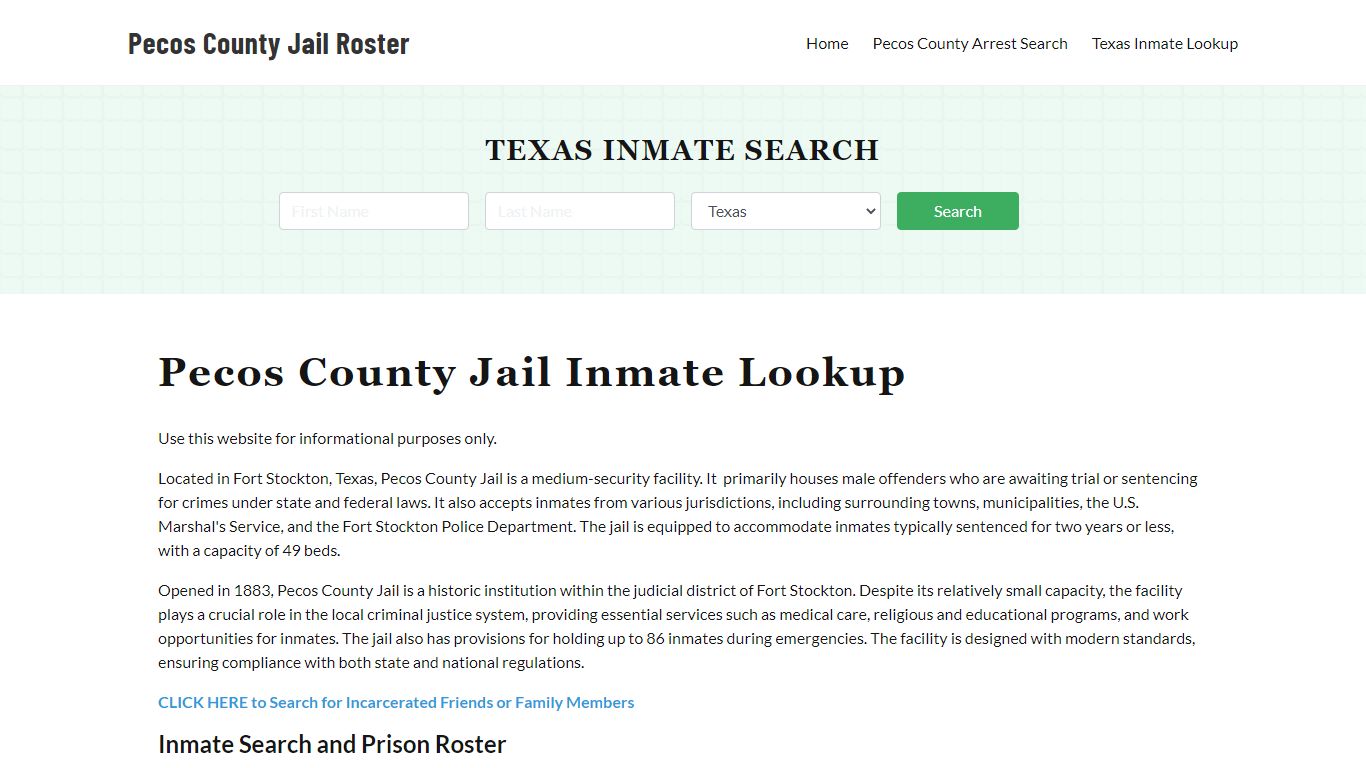 Pecos County Jail Roster Lookup, TX, Inmate Search