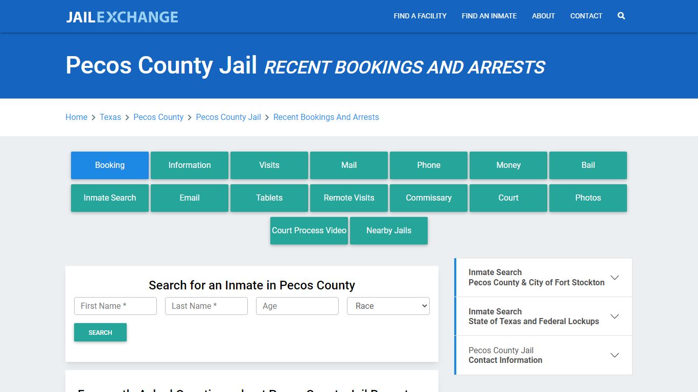 Pecos County Jail Recent Bookings And Arrests - Jail Exchange